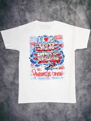 Camiseta Proscritos Crew Graffiti Blanca