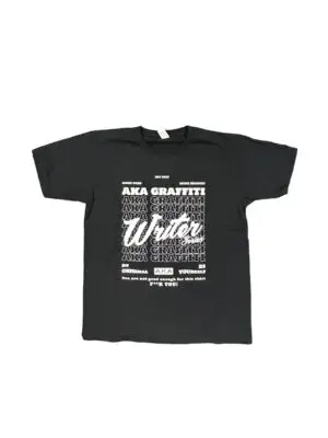 Camiseta Writer Negra Letras Blancas